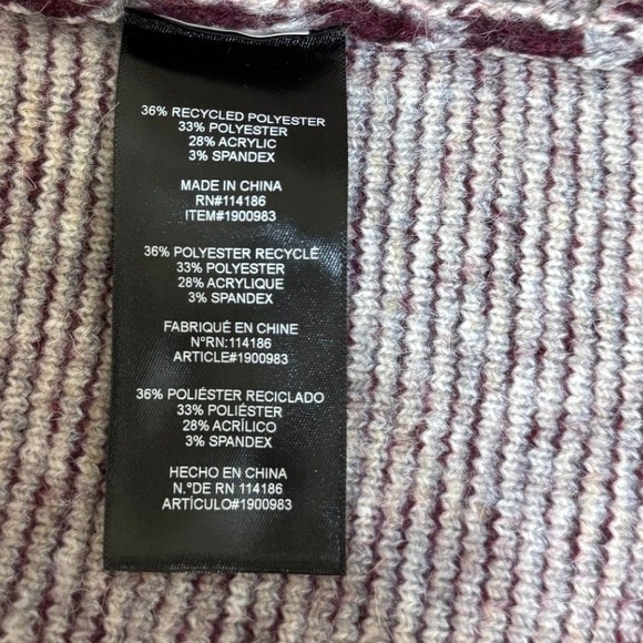 Frye Cardigan Women L Dark Red Purple Geometric Aztec Western Open Front READ - Picture 10 of 12